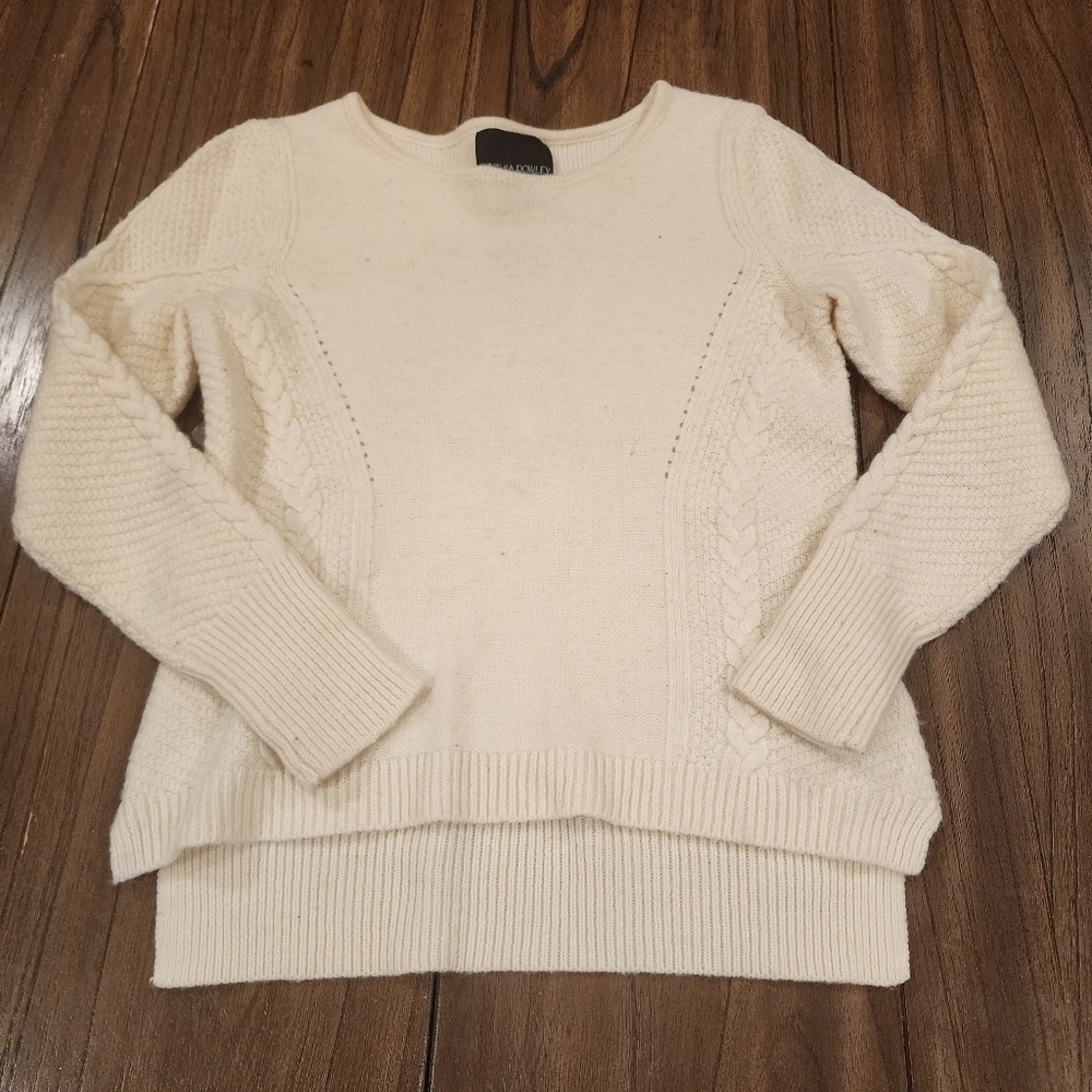 Cynthia Rowley  Chunky Knit Ivory braided sweater